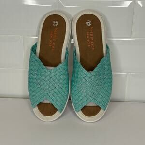 Bernie Mev Kids Woven Slide Sandals  Aqua Turquoise Sz 1 girls Lightweight